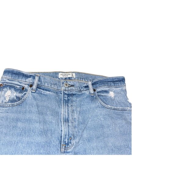 Abercrombie The 90's Straight Ultra High Rise 32/14 Distressed Ripped Knee Raw H - Picture 3 of 8
